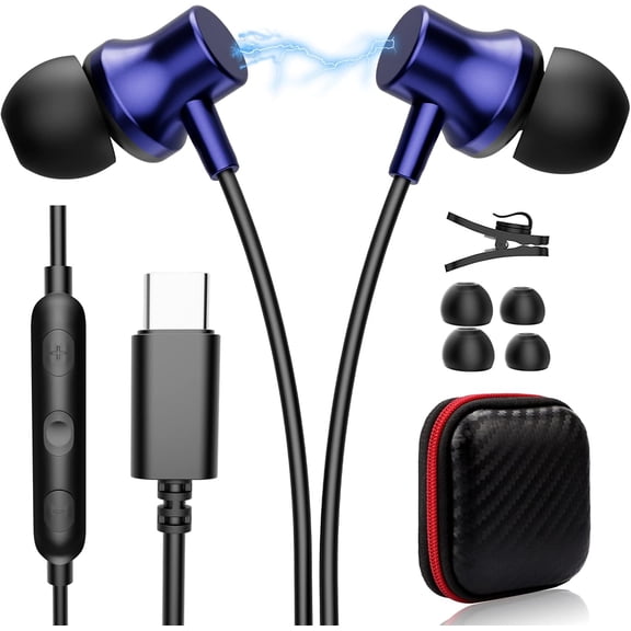 JJEAN-USB C Headphones, Magnetic Earbuds for Samsung Galaxy S26 S25 S24 Ultra S23 Plus A36 A35 A54 A56 A26 A16 USB Type C Earphones with Mic Noise Isolation HiFi Stereo Headsets for iPhone 17 16 Pro