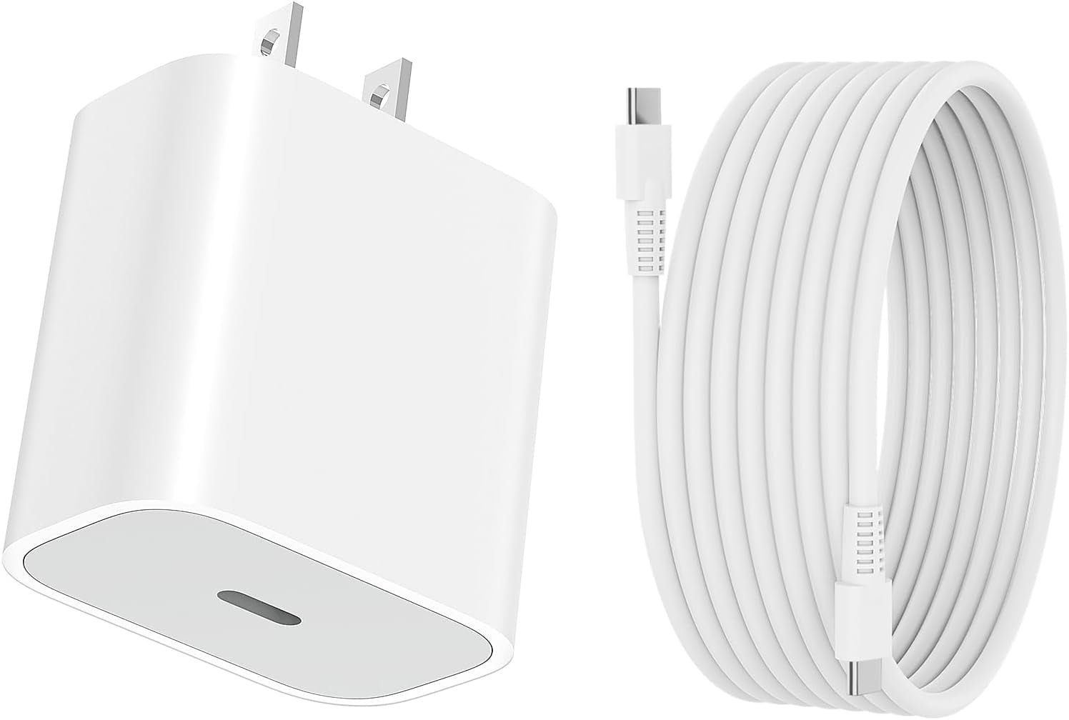 JJEAN-USB C Wall Charger Block 20W, PD 3.0 Fast Charging with 6.5FT/2M USB C to C Cable, 20W Type C Power Adapter Replacement for Phone 17/Pro/Pro Max/17 Air/ 16/16 Pro/16 Pro Max/15/Plus/Pro/Pro Max
