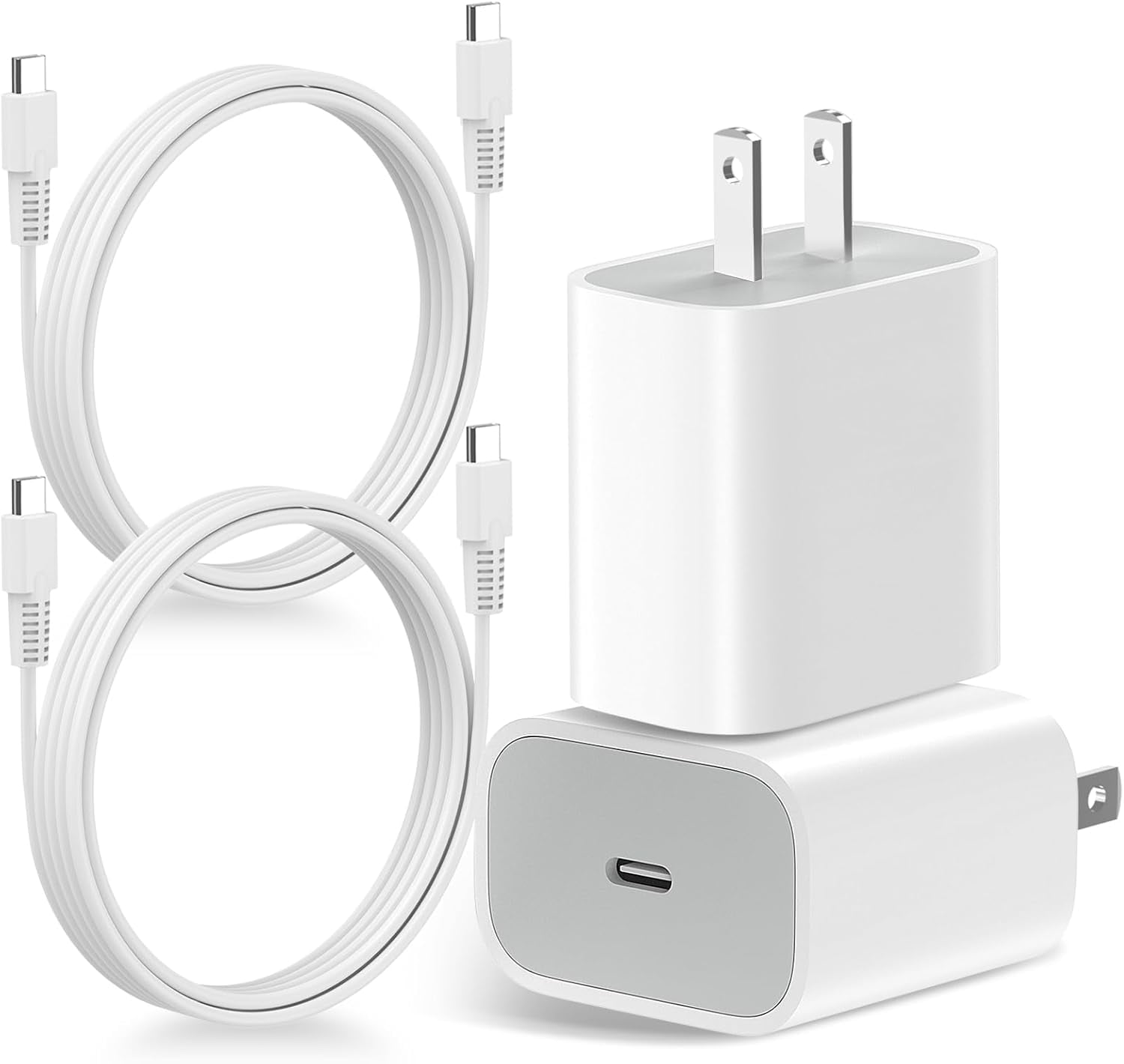 JJEAN-USB C Wall Charger Block 25W, PD 3.0 Fast Charging with 6.5FT/2M USB C to C Cable, 25W Type C Power Adapter Replacement for Phone 17/Pro/Pro Max/17 Air/ 16/16 Pro/16 Pro Max/15/Plus/Pro (2 PCS)
