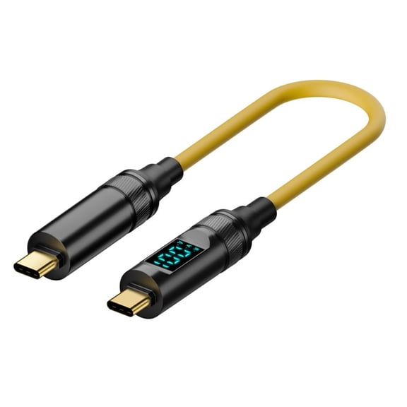 JJEAN-USB-C to USB C 100W 20Gbps Power & Data Cable with Smart LED Display 8K Type-C Male to Male for Laptop Disk Phone 20cm