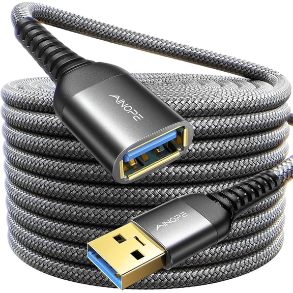 JJEAN-USB Extension Cable,USB Extender,USB 3.0 Extension Cable, Male to Female Cord High Data Transfer Compatible with Webcam,Keyboard,Flash Drive,Hard Drive,Printer,6.6FT,Black