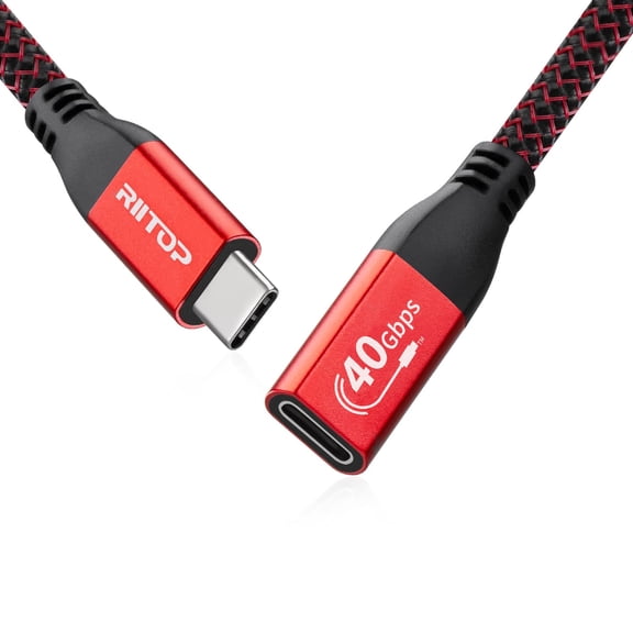 JJEAN-USB4 Extension Cable Short [40Gbps, 1FT], USB C 4.0 Male to Female Cord Extender Compatible with Thunderbolt 3/4 for Dell Thunderbolt Dock, eGPU