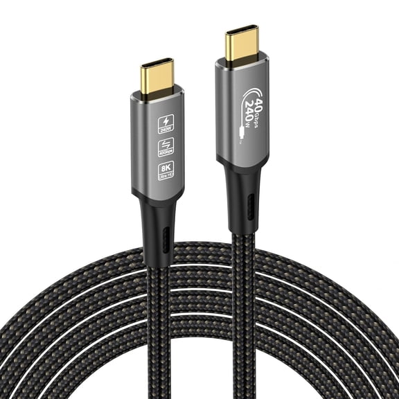 JJEAN-USB4 Thunderbolt 4 8K USB C M/M 240W Fast Charging 40Gbps Data Transfer Wire Ultra HD 7680 * 4320 8K@60Hz 4K@144Hz Video Cable Compatible with Different USB-C Devices (0.5m 1.6ft)