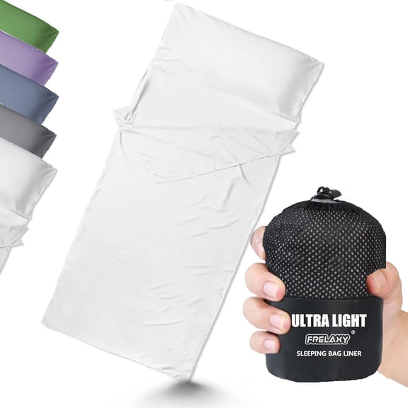 JJEAN-Ultralight Sleeping Bag Liner - Lighter & Compact, 3 Sizes Travel Sheets & Adult Sleep Sack, Comfy Breathable & Cooling & Silky Soft, Quick-Drying, for Backpacking, Hotel, Camping, Hostels