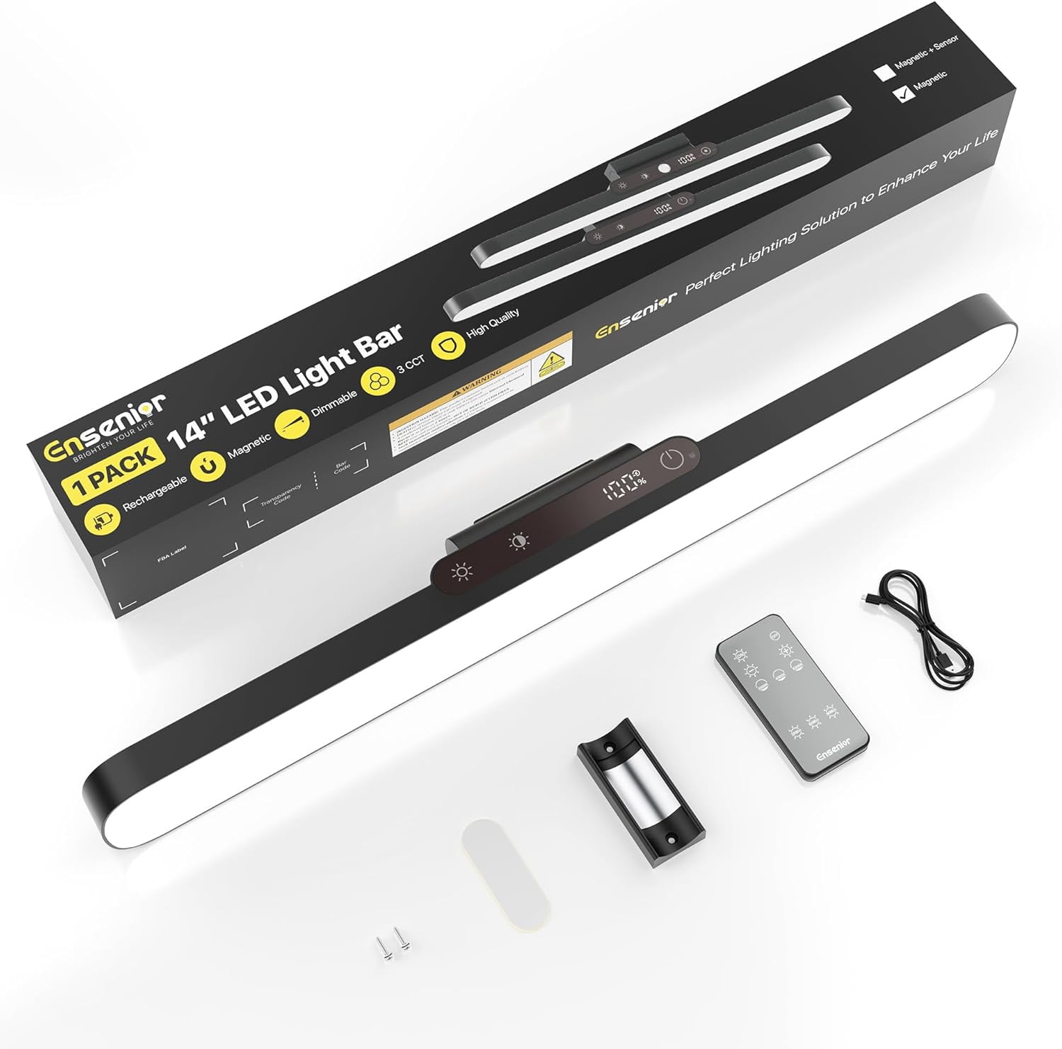 JJEAN-Under Cabinet Lights Wireless, Remote Control Rechargeable Light Bar with Timer, Magnetic LED Battery Operated Lights with Digital Display, Dimmable Touch Stick on Lights for Kitchen, Mirror 25