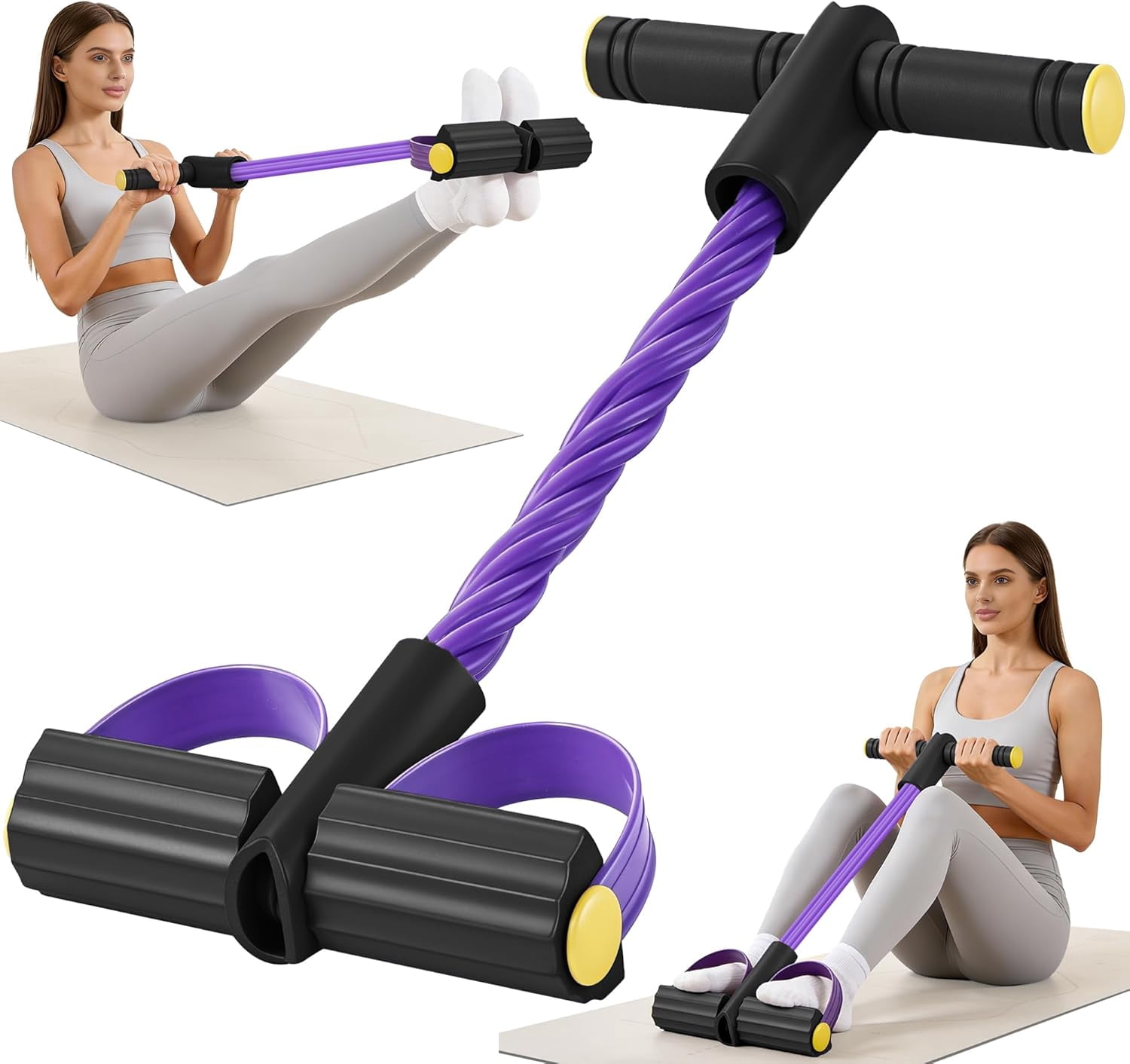 JJEAN-Upgraded Pedal Resistance Band with Handle, Soft Durable Fashion Puller Exercise with Thickened 6 Tension Ropes, Tube Pedal Resistance Device for Abdomen, Waist, Arm, Leg, Core/ABS