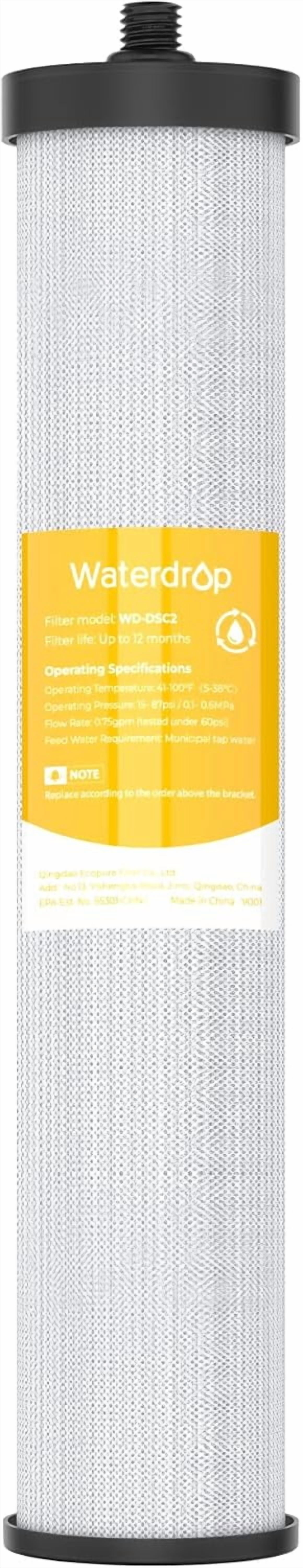 JJEAN-WD-DSC2 Under Sink Water Filter, Replacement for DST Stainless Steel Under Sink Water Filtration System, Replacement Water Filters, Reduce Chlorine, 12 Months Long Life