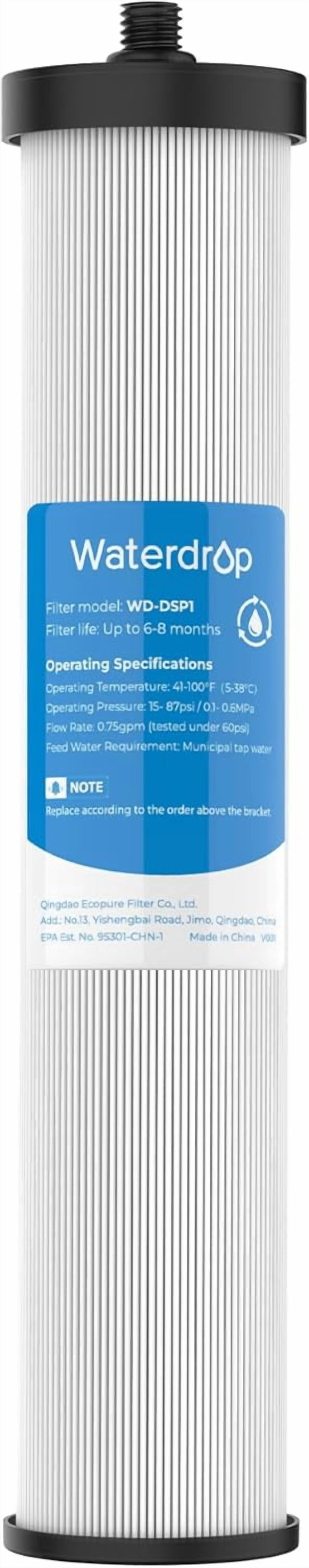 JJEAN-WD-DSP1 Filter Replacement for DST Stainless Steel Under Sink Water Filter System, Replacement Water Filters, Reduce Chlorine, Bad Taste & Odor, 8 Months Long Life, 1 Pack