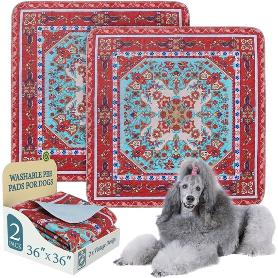 JJEAN-Washable Pee Pads for Dogs, 2 Pack Reusable Puppy Pads Waterproof, Absorbent and Leakproof Dog Pee Pads, Non Slip Puppy Training Pads, Pet Mat for Floor, Crate, Couch, Whelping,Brown, 36"x36"