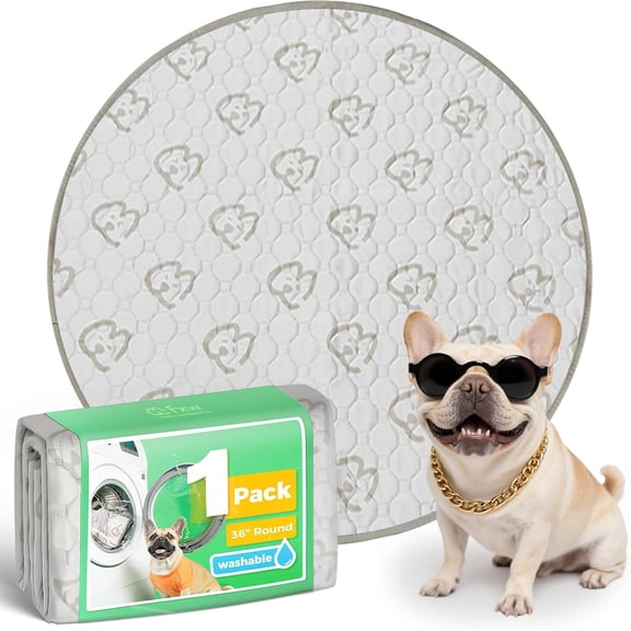 JJEAN-Washable Pee Pads for Dogs, Leak-Proof & Non-Slip, Specifically Designed for Whelping Box, 36" Round, Khaki, 1 Pack