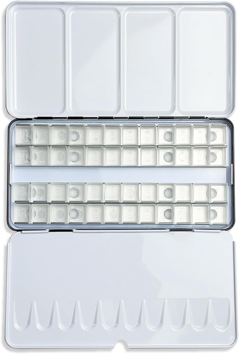 JJEAN-Watercolor Palette, 48 Wells and 3 Mixing Areas - Empty Half Pans Watercolor Palette with Lid, Folding Paint Tray