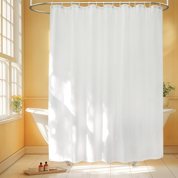 JJEAN-Waterproof Fabric Shower Curtain Liner 78'' Wide with 3 Large Magnets, 78 x 78 inch Extra Long and Large Shower Liner Washable, White Cloth Bathroom Shower Curtain Lightweight