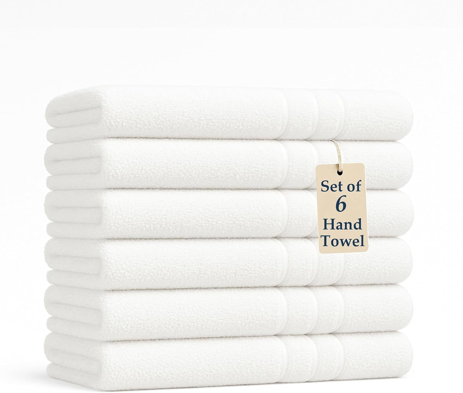 JJEAN-White Hand Towels for Bathroom - Pack of 6 (16"x28") 100% Cotton Hand & Face Towels - Soft, Durable, Quick Dry & Highly Absorbent, Fingertip Towel for Bathroom - Great for Gym, Salon, Spa & Fam
