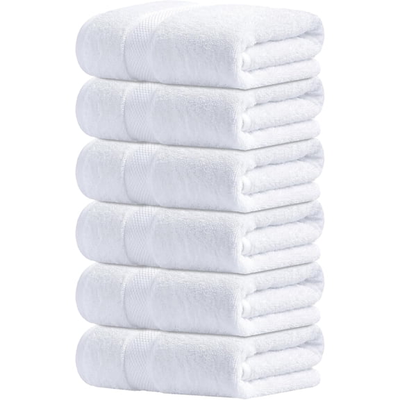 JJEAN-White Hand Towels for Bathroom - Set of 6 (16x28 inches) 600 GSM, 100% Cotton Ultra Soft, Quick Drying, Hotel Quality Hand Towel Set (Brilliant White, Hand Towels)