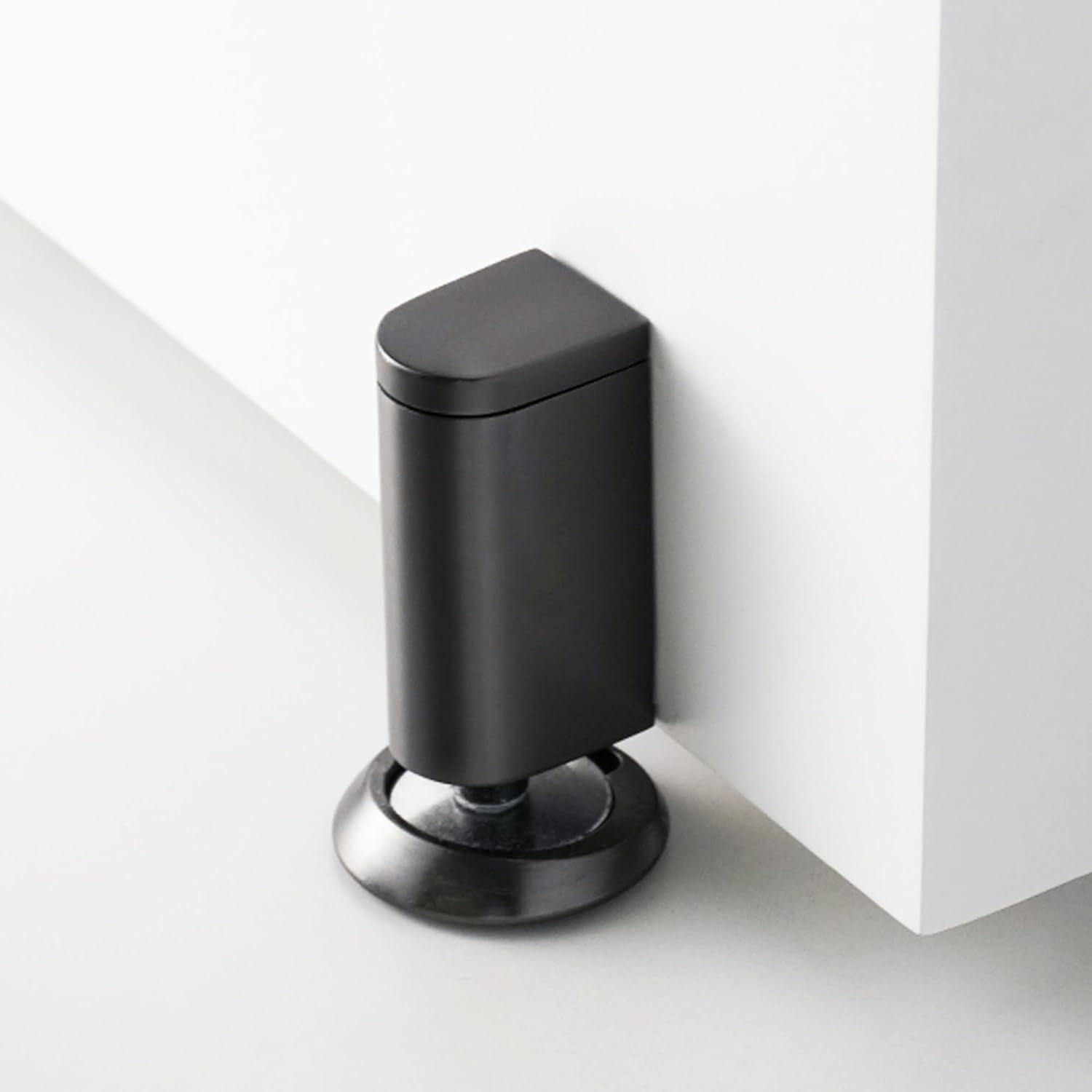 JJEAN-Windproof Magnetic Door Stoppers No Drilling Door Stop Strong Magnet Keep Door Open Door Catch Holder Wall Protect with Screws and 3M Adhesive, Matte Black, 1 Pack