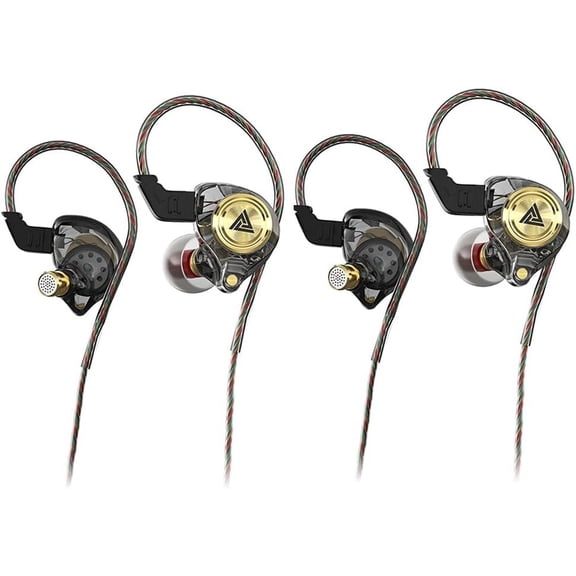 JJEAN-Wired Gaming Earbuds 2 Pack, Ak3file in Ear Monitors, Deep Bass Sound Wired Earbuds, HiFi in Ear Headphones with 1DD 10mm Dynamic Driver, IEM for Music Gaming Video Calling (Black+Black)