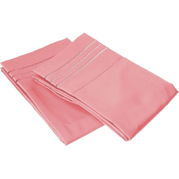 JJEAN-Wrinkle & Fade Resistant 1500 Premium Hotel Quality Microfiber Ultra Soft Luxurious 2-Piece Pillowcases, King Size, Dusty Rose