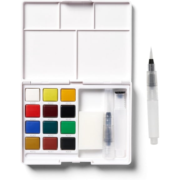 JJEAN-XCNW-12H XNCW-12H, 12 Assorted Watercolors Field Sketch Set with Brush