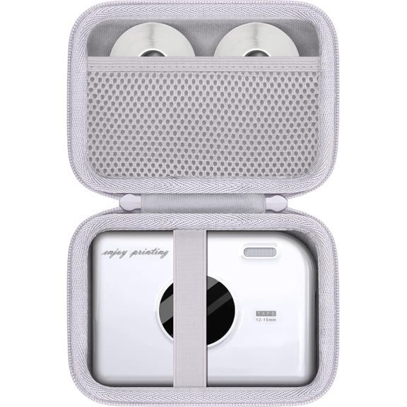 JJEAN-for Phomemo A30 Label Printer Hard Case, Phomemo A30 Mini Label Maker Machine Organizer, White (Case Only)