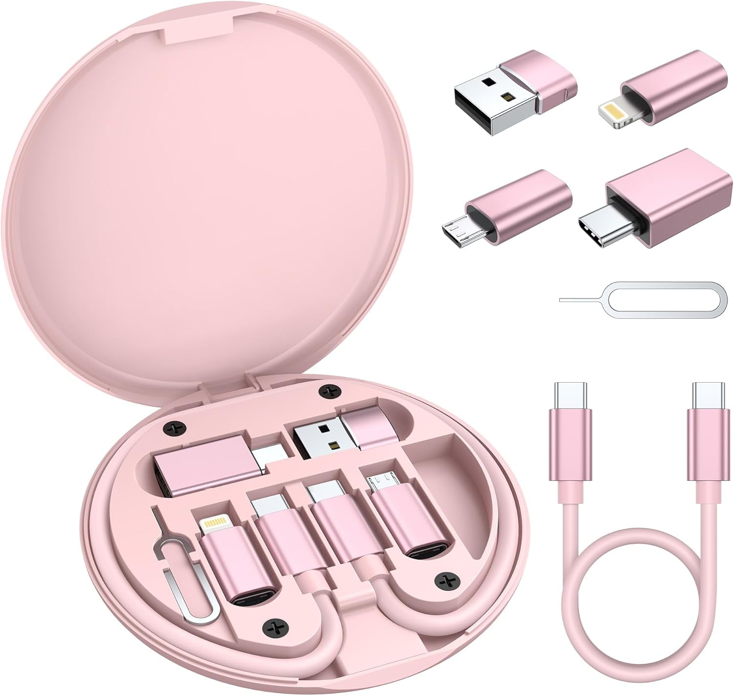 JJEAN-for iPhone 17 USB Charging Adapter Kit,Multi USBC Adaptor with 1Ft 100W Charger Cable Set,Type C to Micro USB 3.0 OTG iOS Travel Converter for iPhone 16 15 Max Pro,Samsung Galaxy S24 S23 Plus