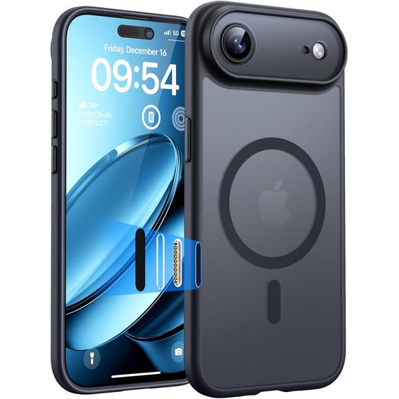 JJEAN-for iPhone Air Case with Camera Control Capture Button, Built-in Magnetic Ring, Translucent Matte Phone Case for iPhone Air 6.5 inch (Key Black)