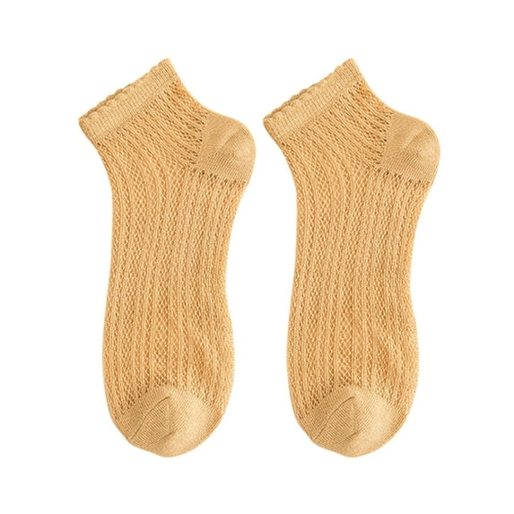 JJHGVB Ankle Socks Cotton Socks Women's Solid Color Light Mesh Breathable And Comfortable Spring And Summer Thin Short Socks Socks for Women Yellow A