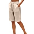 thumbnail image 1 of JJHGVB Bermudas Shorts for Women Summer Shorts Lounge Shorts High Waisted Gauze Shorts Knee Length Wide Leg Casual Summer Beach Pants Flowy Shorts Summer Trendy Elastic Wais Women’s Beige L, 1 of 9
