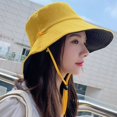 thumbnail image 1 of JJHGVB Bucket Hat Sun Hat Visor Hats Wide Brim Hat - UPF50+ Protection Travel Beach Sun Hat with Semi-Rigid Adjustable Foldable Brim Yellow One Size, 1 of 3