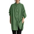 thumbnail image 1 of JJHGVB Button Down Shirts Dress Shirts Boho Linen Shirts for Women Loose Fit Pullover Tops Casual Business Casual Tops for Women Dressy Casual Soft Comfort Work Tops Green 2 M, 1 of 4
