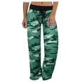 thumbnail image 1 of JJHGVB Camo Pajama Pants Stretchy Pants Drawstring Pants Women Sleeping Shorts Women Wide Leg Cotton Pants for Women's Sleep Pants Comfy Pants Women Green S, 1 of 9