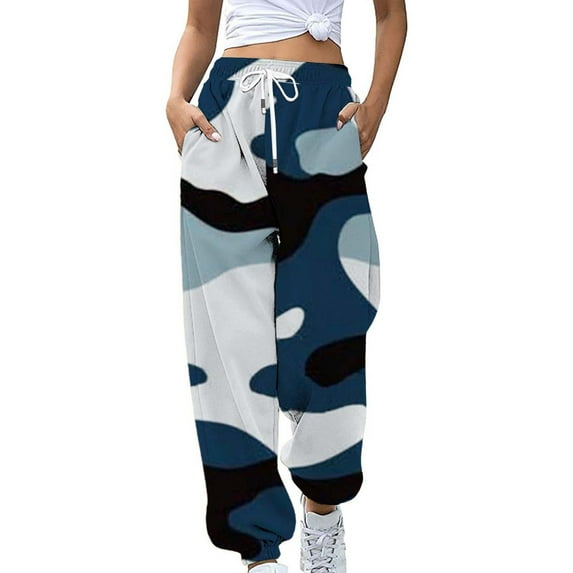 JJHGVB Camo Sweatpants Women Jogger Sweatpants Women Cargo Pants Women Ladies Pants Casual Women’s Pants Women Trendy Comfy Womens Pants Blue 2XL