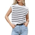thumbnail image 1 of JJHGVB Cap Sleeve Sweater for Women Lightweight Sweater Striped Sweater Women Tank Tops Womens Sweaters Womens Tank Top Sweater Tops for Women White XL, 1 of 3
