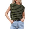 thumbnail image 1 of JJHGVB Cap Sleeve Sweater for Women Lightweight Sweater Striped Sweater Sweaters Women Womens Sweater Women Tank Top Tank Top Green M, 1 of 3