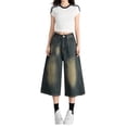 thumbnail image 1 of JJHGVB Capri Jeans Knee Length Capri Pants Straight Leg Pants women's capris Baggy Trousers pantalones capri Capris Denim Pants High Waisted Capri Jeans pedal pushers for women Navy XL, 1 of 5