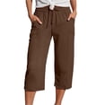 thumbnail image 1 of JJHGVB Capri Pants for Women Petite Capris for Women Petite Length Hiking Pants Lightweight Womens Summer Pant Ladies Vacation Beach Pants With Pockets Casual Pants Athletic Capris Coffee M, 1 of 6