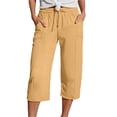 thumbnail image 1 of JJHGVB Capri Pants for Women Petite Capris for Women Petite Length Hiking Pants Lightweight Womens Summer Pant Ladies Vacation Beach Pants With Pockets Casual Pants Athletic Capris Yellow M, 1 of 6