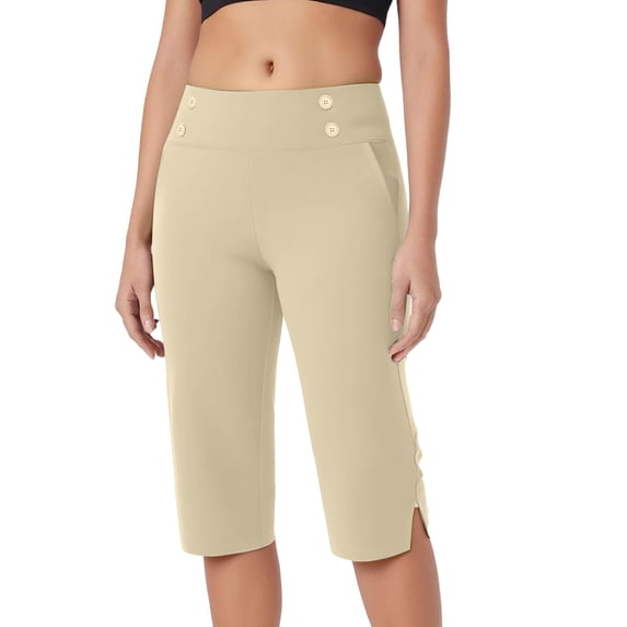 JJHGVB Capri Pants for Women Petite Capris for Women Petite Length Hiking Pants Pants For Women High Waisted Crop Work Pants Summer Casual Slacks Yoga Dress Pant Yoga Pants Summer Pants Beige L