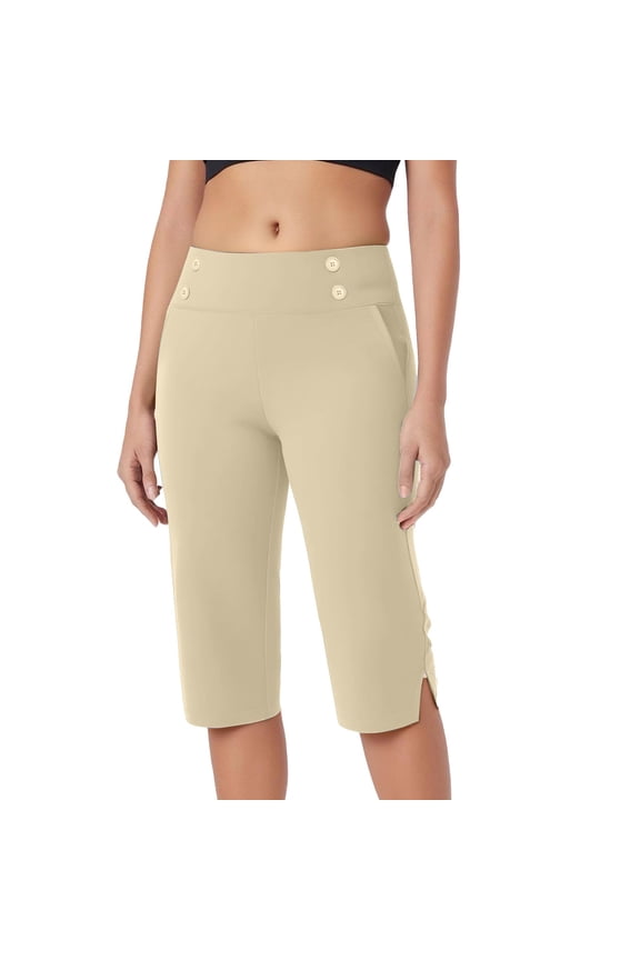 Capri Pants for Women Petite Capris for Women Petite Length Hiking Pants Pants For Women High Waisted Crop Work Pants Summer Casual Slacks Yoga Dress Pant Yoga Pants Summer Pants Beige L