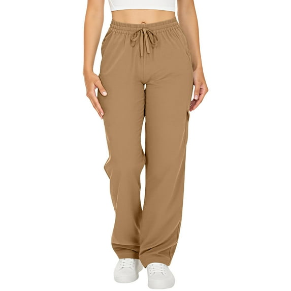 JJHGVB Cargo Pants Women High Waisted Pants Women Cargo Pants Lightweight Hiking Pants With Pocket Outdoor Drawstring Wide Leg Baggy Parachute Pant Wide Leg Pants Woman Baggy Pants Khaki 4XL