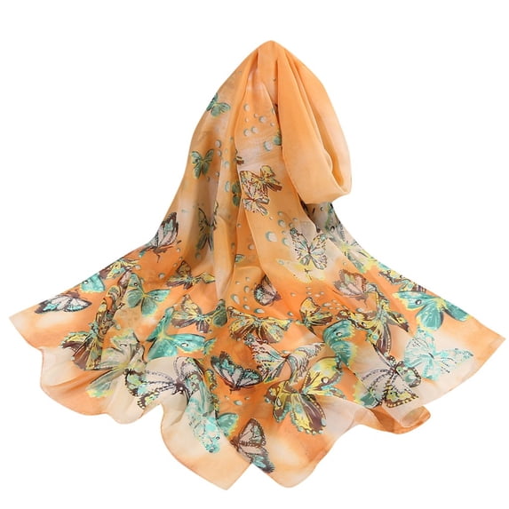 JJHGVB Chiffon Floral Scarf Scarfs for Women Summer Scarf Print Floral Pattern Fashion Scarf Silky Chiffon Shawl Lightweight Gifts Scarf for Women Yellow One Size