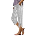thumbnail image 1 of JJHGVB Cotton Linen Capris for Women Below the Knee High Waisted Pleated Cotton Linen Pants Womens Long Shorts Resort Wear for Women Wide Leg Shorts for Women Linen Bermuda Shorts for Women White L, 1 of 9