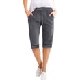 thumbnail image 1 of JJHGVB Cotton Linen Capris for Women Linen Bermuda Shorts for Women Womens Linen Shorts Wide Leg Shorts for Women Beach Boho Casual Pants Resort Wear for Women 2026 Baggy Shorts Women Dark Gray L, 1 of 4
