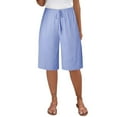 thumbnail image 1 of JJHGVB Cotton Linen Capris for Women Linen Shorts Elastic Waist Shorts Beach Cropped Trousers Pedal Pushers for Women Cotton Linen Pants Baggy Shorts Beach Resort Pants Below the Knee Sky Blue 3XL, 1 of 7