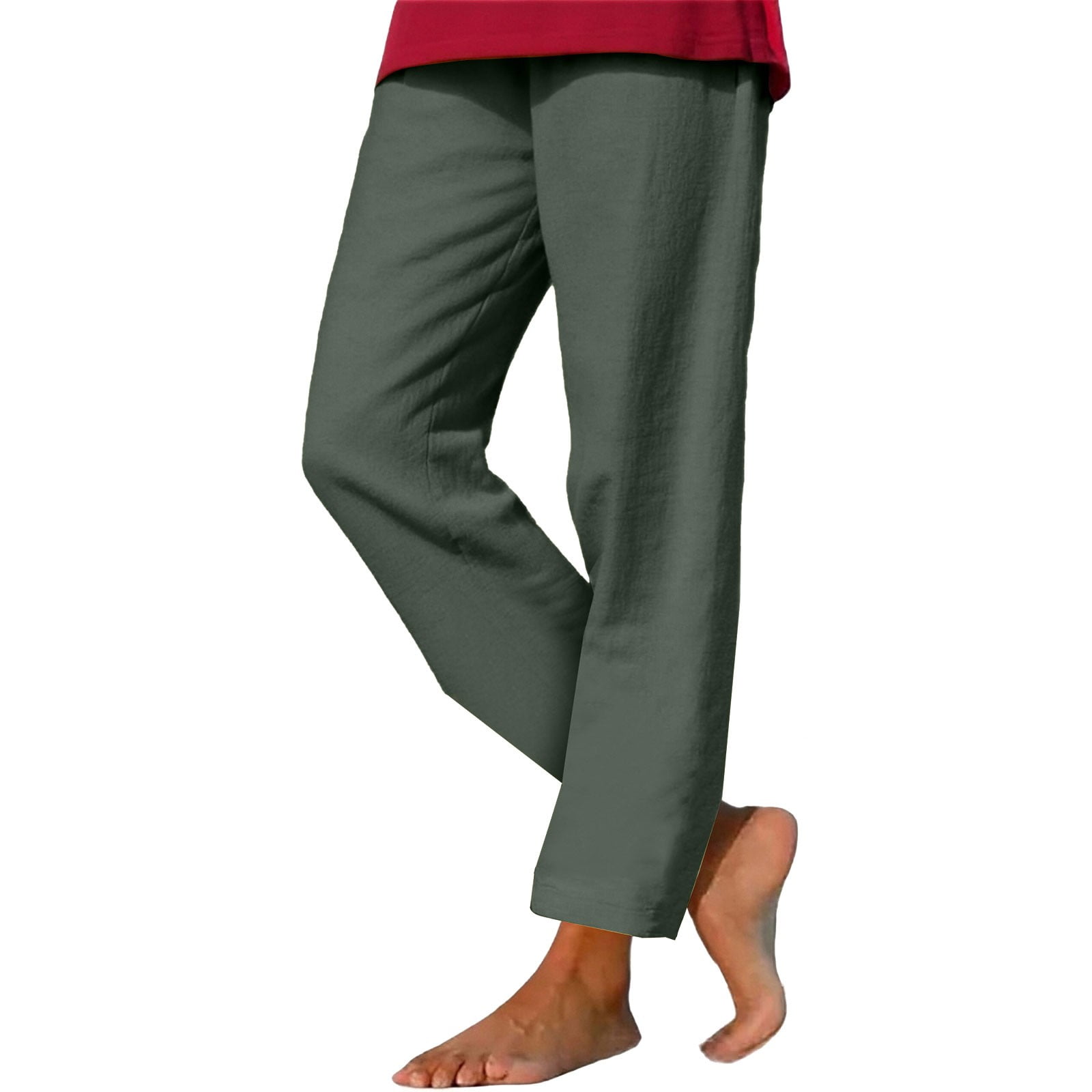 JJHGVB Cotton Linen Pants Women Petite Pants Gaucho Pants Straight Leg ...