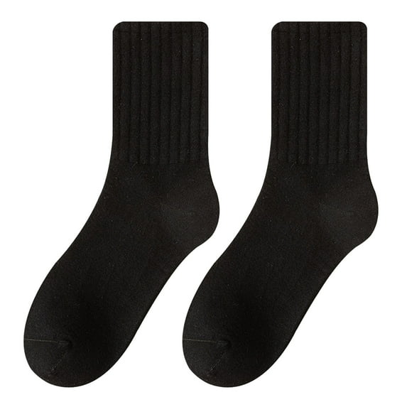 JJHGVB Crew Socks Cotton Socks Women Solid Color Socks Mid Tube Autumn And Qinter All Long Tube Pure Cotton Pile Socks Fall Socks Black One Size
