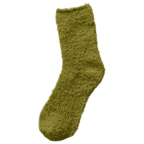 JJHGVB Crew Socks Fuzzy Socks Women's Solid Color 1 Pair Socks Winter Solid Color Thickened Floor Sleeping Socks Winter Socks Army Green A