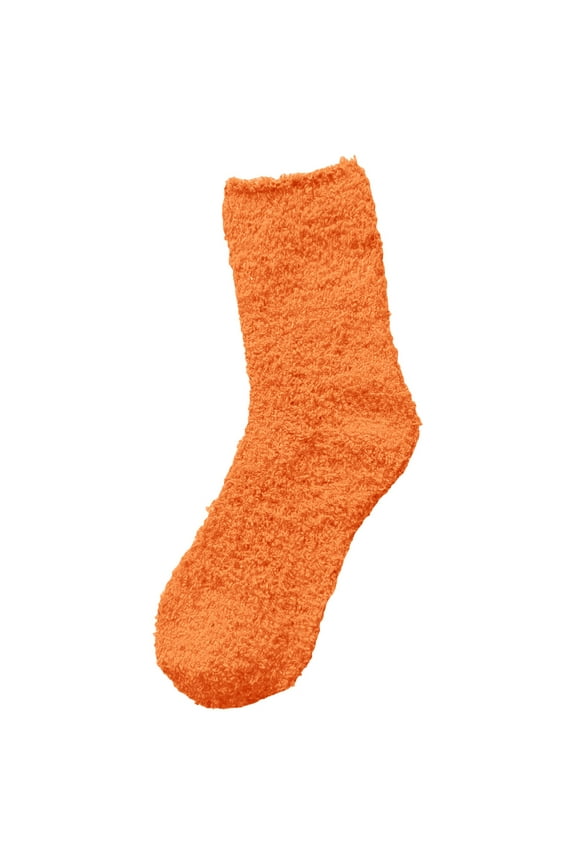 Crew Socks Fuzzy Socks Women's Solid Color 1 Pair Socks Winter Solid Color Thickened Floor Sleeping Socks Winter Socks Orange A