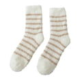 thumbnail image 1 of JJHGVB Crew Socks Fuzzy Socks Women's Striped Autumn And Winter Thickened Lint Home Sleeping Socks Long Tube Floor Socks Socks Fall Socks Brown One Size, 1 of 3