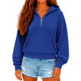 thumbnail image 1 of JJHGVB Crop Hoodie Oversized Hoodie Trendy Lightweight Sweatshirt Workout Crop Tops Going Out Sweatshirt Loose Fit Oversized Sweatshirt Casual Classic Womans Hoodie A2-Blue S, 1 of 4