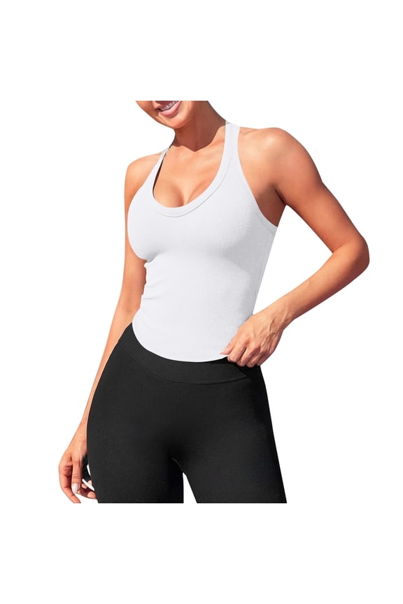 Crop Tube Tops for Women Pullover Tank Fitted Tank Tops for Women Casual Basic Casual Summer Going Out Women Summer Halter Basic Tees Women's Casual Sleeveless White S